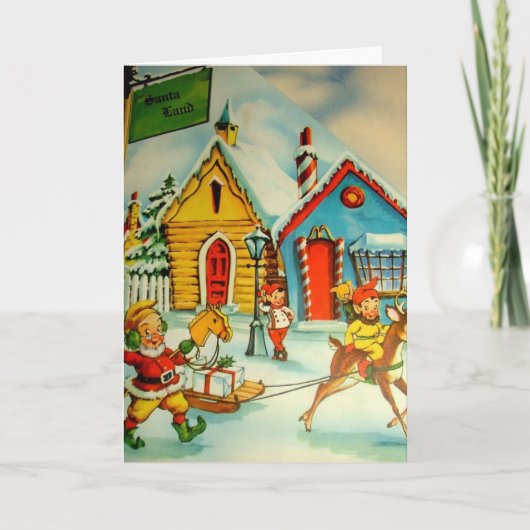 ヴィンテージサンタランド小人&サンタインスノー シーズンカード (正面)