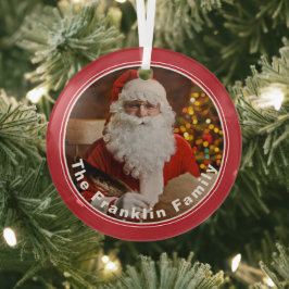 ヴィンテージサンタリストメリークリスマスカスタム ガラスオーナメント