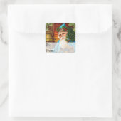 ヴィンテージサンタリンギングベルギフトラベル スクエアシール (バッグ)