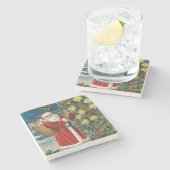 ヴィンテージサンタリングや輪inクリスマス ストーンコースター (横)