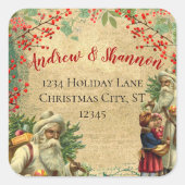 ヴィンテージサンタレッドベリーウィンターグリーン スクエアシール (正面)