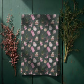 ヴィンテージサンタレトロピンククリスマスカスタムクリスマスモノグラム キッチンタオル