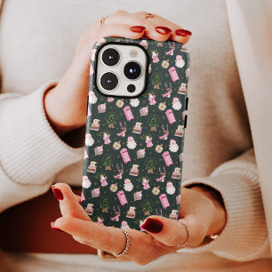 ヴィンテージサンタレトロピンククリスマスカスタムクリスマスモノグラム Case-Mate iPhone 14 PRO MAXケース