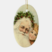 ヴィンテージサンタ付き子オーナメント セラミックオーナメント (右)