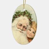 ヴィンテージサンタ付き子オーナメント セラミックオーナメント (左)