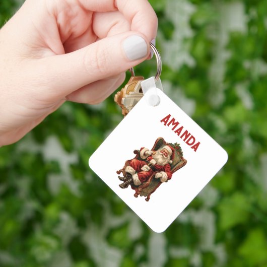 ヴィンテージサンタ伝統的クリスマス キーホルダー (手)