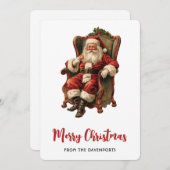 ヴィンテージサンタ伝統的クリスマス シーズンカード (正面/裏面)