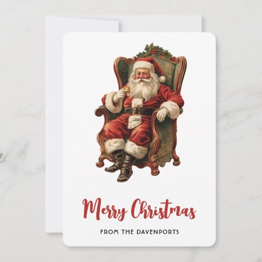 ヴィンテージサンタ伝統的クリスマス シーズンカード (正面)