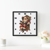 ヴィンテージサンタ伝統的クリスマス スクエア壁時計 (ホーム)