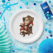 ヴィンテージサンタ伝統的クリスマス ペーパープレート (パーティー)