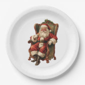ヴィンテージサンタ伝統的クリスマス ペーパープレート (正面)