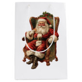 ヴィンテージサンタ伝統的クリスマス ミディアムペーパーバッグ (正面)