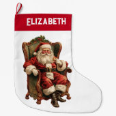 ヴィンテージサンタ伝統的クリスマス ラージクリスマスストッキング (正面)
