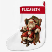 ヴィンテージサンタ伝統的クリスマス ラージクリスマスストッキング (裏面)