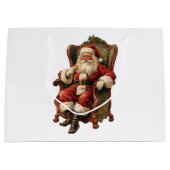 ヴィンテージサンタ伝統的クリスマス ラージペーパーバッグ (正面)
