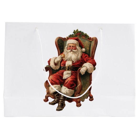 ヴィンテージサンタ伝統的クリスマス ラージペーパーバッグ (裏面)