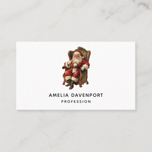 ヴィンテージサンタ伝統的クリスマス 名刺 (正面)