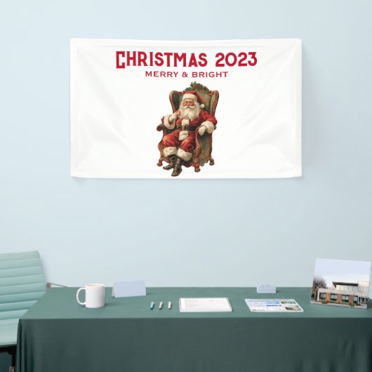 ヴィンテージサンタ伝統的クリスマス 横断幕 (トレードショー)