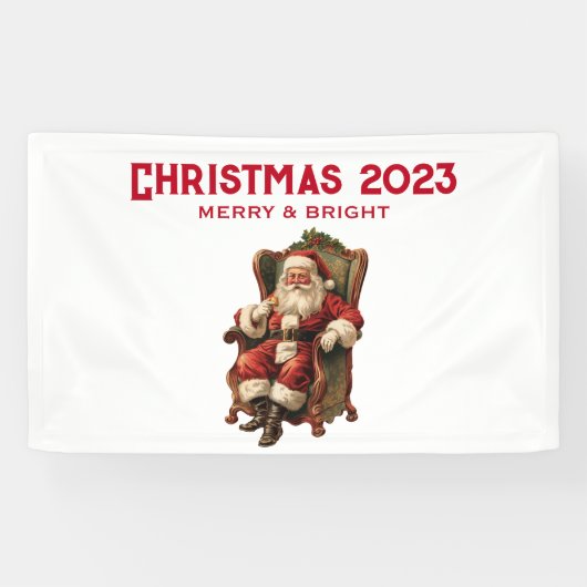 ヴィンテージサンタ伝統的クリスマス 横断幕 (横)