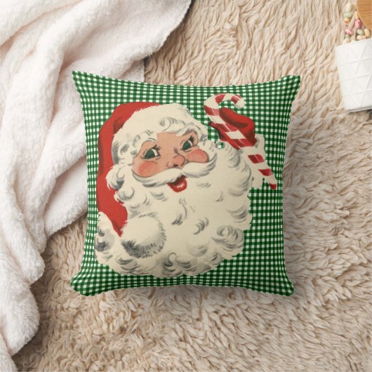 ヴィンテージサンタ保持キャンディーケーン装飾用クッション クッション (ブランケット)