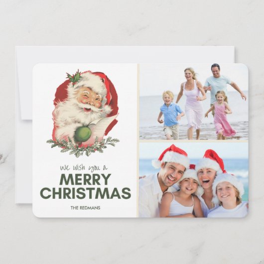 ヴィンテージサンタ写真メリークリスマスグリーティング シーズンカード (正面)