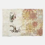 ヴィンテージサンタ及びトナカイ キッチンタオル (横)