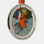 ヴィンテージサンタ古い自転車オーナメント メタルオーナメント (右)