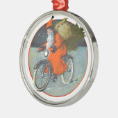 ヴィンテージサンタ古い自転車オーナメント メタルオーナメント (左)