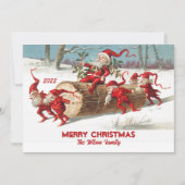 ヴィンテージサンタ小人カスタムメリークリスマス シーズンカード (正面)