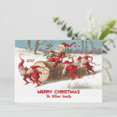 ヴィンテージサンタ小人カスタムメリークリスマス シーズンカード (スタンド正面)