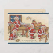 ヴィンテージサンタ小人クリスマス ポストカード (正面/裏面)