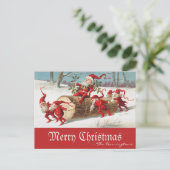 ヴィンテージサンタ小人メリークリスマスレトロ シーズンポストカード (スタンド正面)