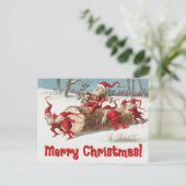 ヴィンテージサンタ小妖精や小人 シーズンポストカード (スタンド正面)