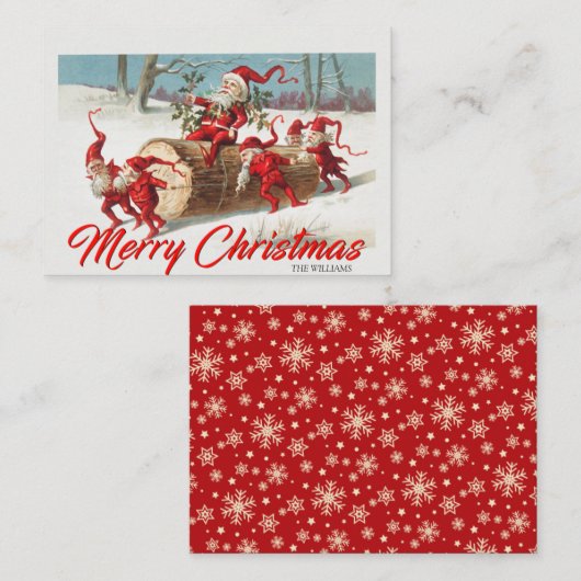 ヴィンテージサンタ格言小人メリークリスマスカード ノートカード (正面/裏面)