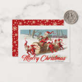 ヴィンテージサンタ格言小人メリークリスマスカード ノートカード (正面/裏面インサイチュ)