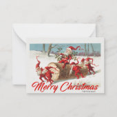 ヴィンテージサンタ格言小人メリークリスマスカード ノートカード (正面)