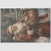 ヴィンテージサンタ森林の雪の切り離 薄葉紙 (正面)