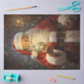 ヴィンテージサンタ白熱［赤熱］光を放つクロース 薄葉紙 (クラフト)