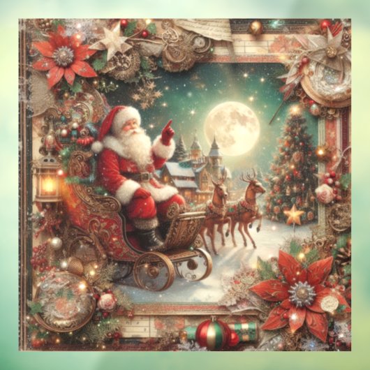 ヴィンテージサンタ窓の貼り ウィンドウサイン (シート3)