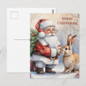 ヴィンテージサンタ節と雪の日の彼のウサギ ポストカード (正面/裏面)