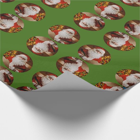 ヴィンテージサンタ節クリスマスレッドグリーンパターン ラッピングペーパー (コーナー)