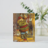 ヴィンテージサンタ素朴なウッドランド詰めストッキング シーズンポストカード (スタンド正面)