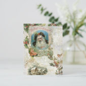 ヴィンテージサンタ素朴・ランドスケープ・ミュージック・コラージュ シーズンポストカード (スタンド正面)