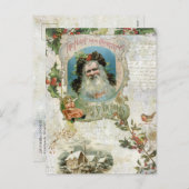 ヴィンテージサンタ素朴・ランドスケープ・ミュージック・コラージュ シーズンポストカード (正面/裏面)