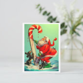 ヴィンテージサンタ絵画クロースのキャンディーケーン シーズンポストカード (スタンド正面)