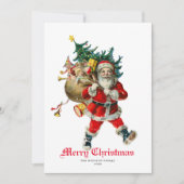 ヴィンテージサンタ袋のおもちゃの非写真ホリデーカード (正面)