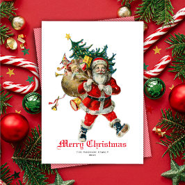 ヴィンテージサンタ袋のおもちゃの非写真ホリデーカード