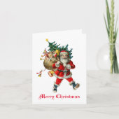 ヴィンテージサンタ袋のおもちゃの非写真ホリデーカード ノートカード (正面)