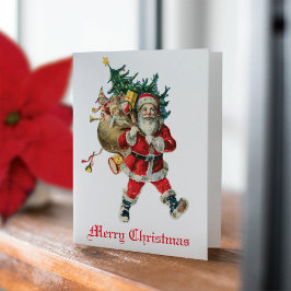 ヴィンテージサンタ袋のおもちゃの非写真ホリデーカード ノートカード