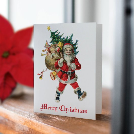 ヴィンテージサンタ袋のおもちゃの非写真ホリデーカード ノートカード